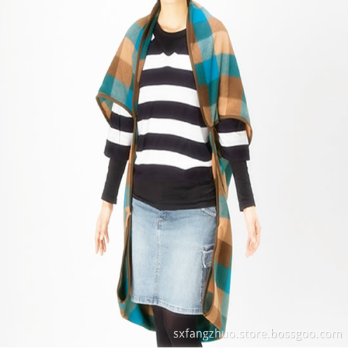 gemle gebrauchter Druck Polar Fleece Poncho mit Kapuze